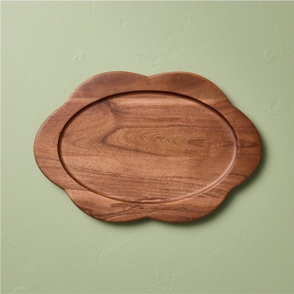 Hearth & Hand Other - HEARTH & HAND NWT small wood scalloped oval tray -12” -brown
